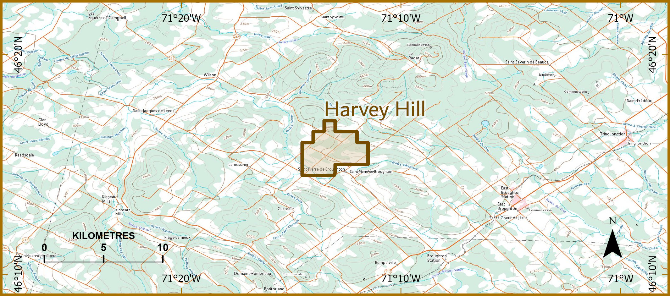 Detailed Map showing Project Harvey Hill