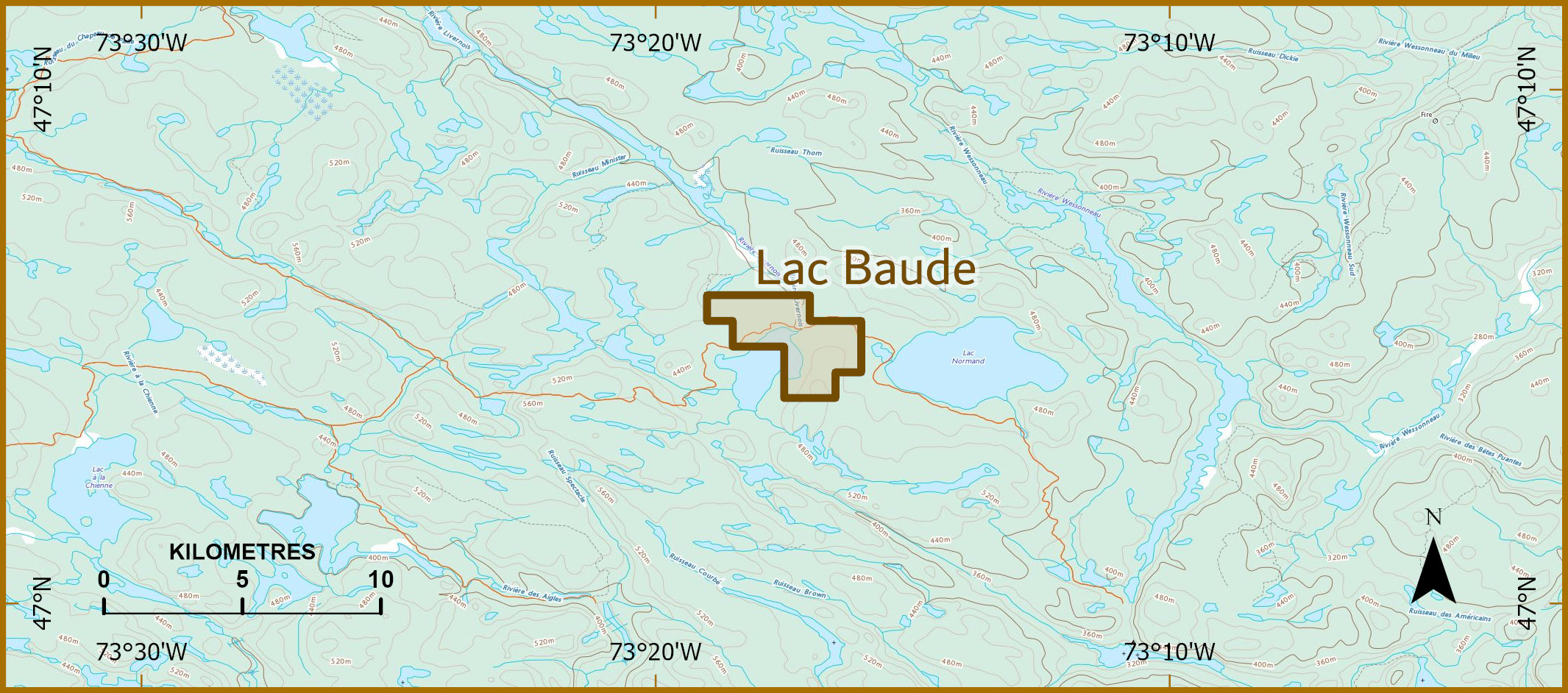 Detailed Map showing Project Lac Baude