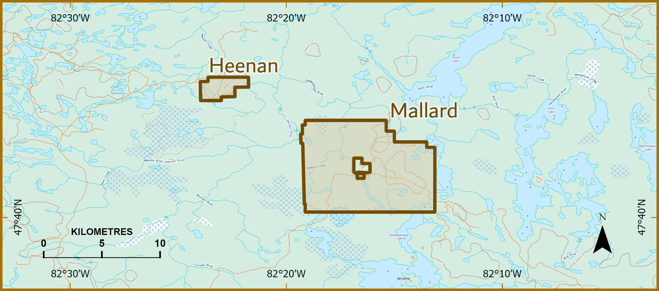 Detailed Map showing Project Mallard