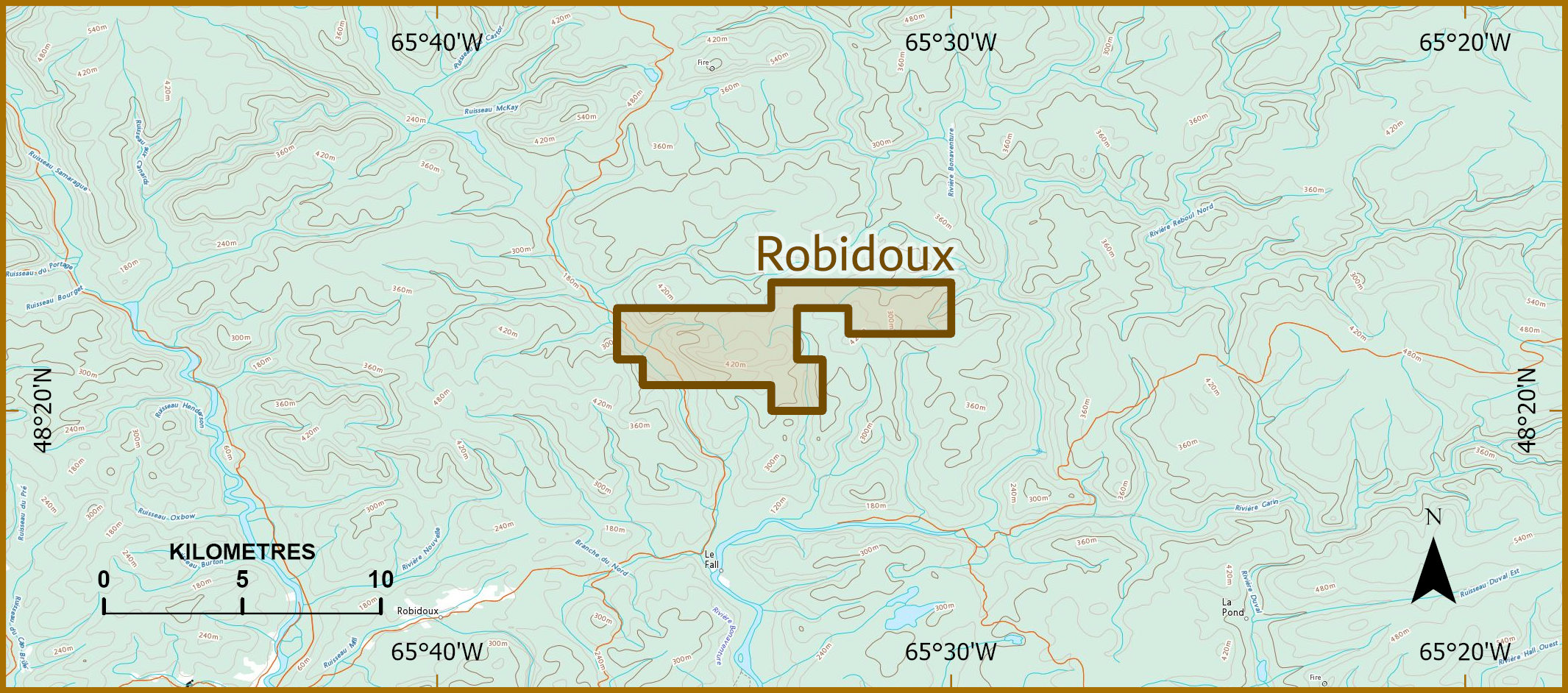 Detailed Map showing Project Robidoux