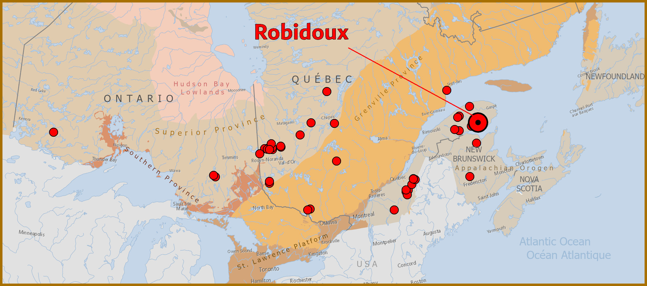 Map showing Project Robidoux