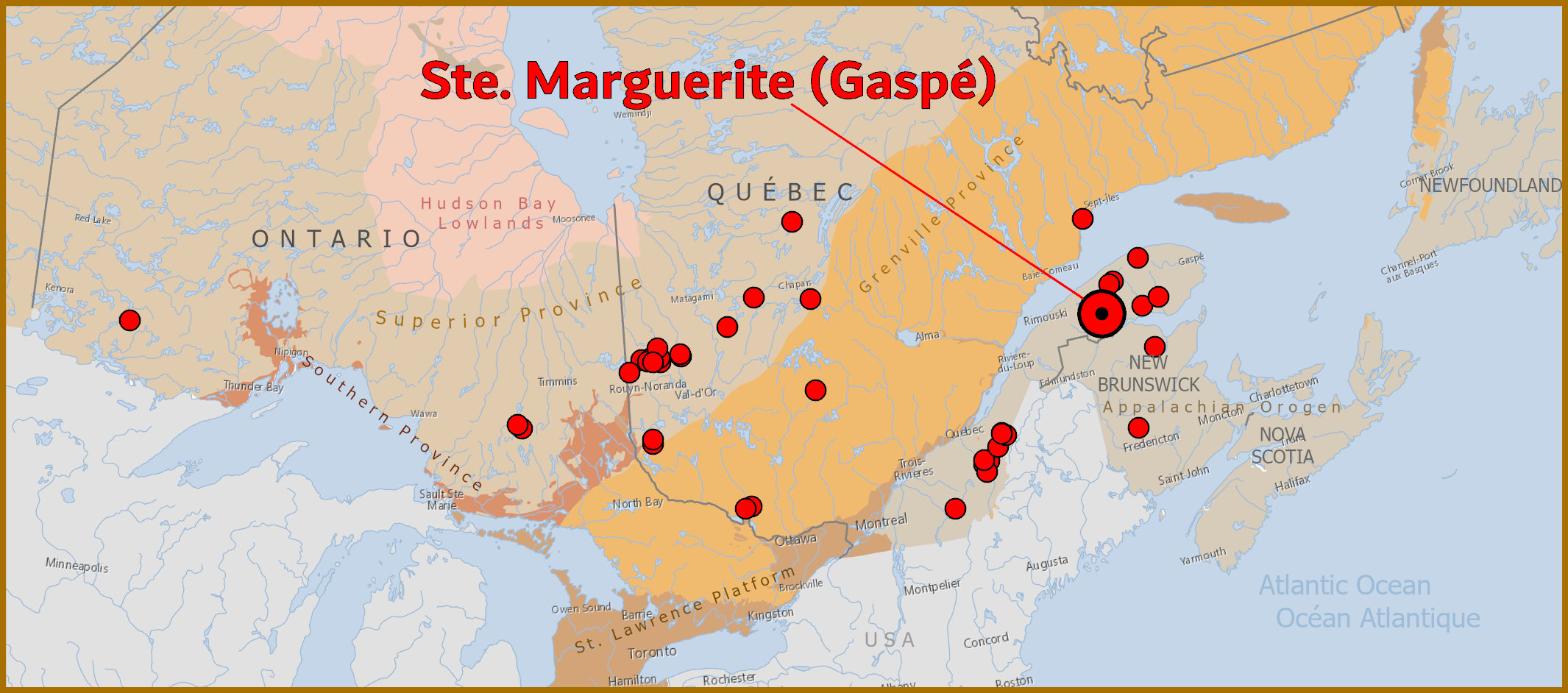 Map showing Project Ste. Margarite